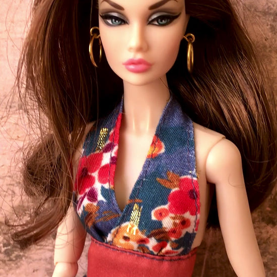 BQ‑AVENA – Flower Halter Dress with Full Skirt for 12" 1/6 Scale Fashion Dolls - www.bouutique.com