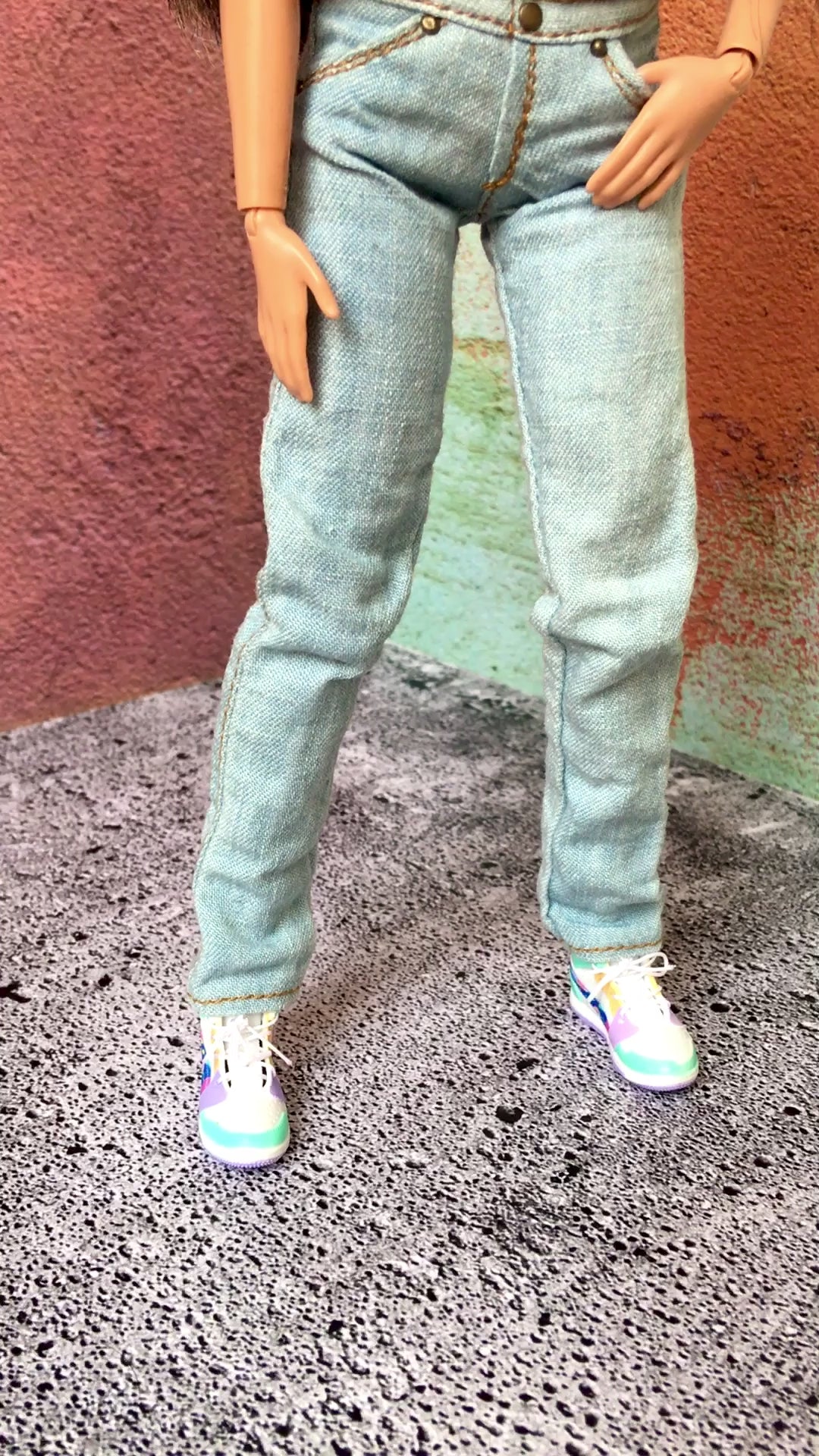 BQ-DENIO – Washed Slim Fit Light Blue Jeans for 11.5" 1/6 Scale Fashion Dolls