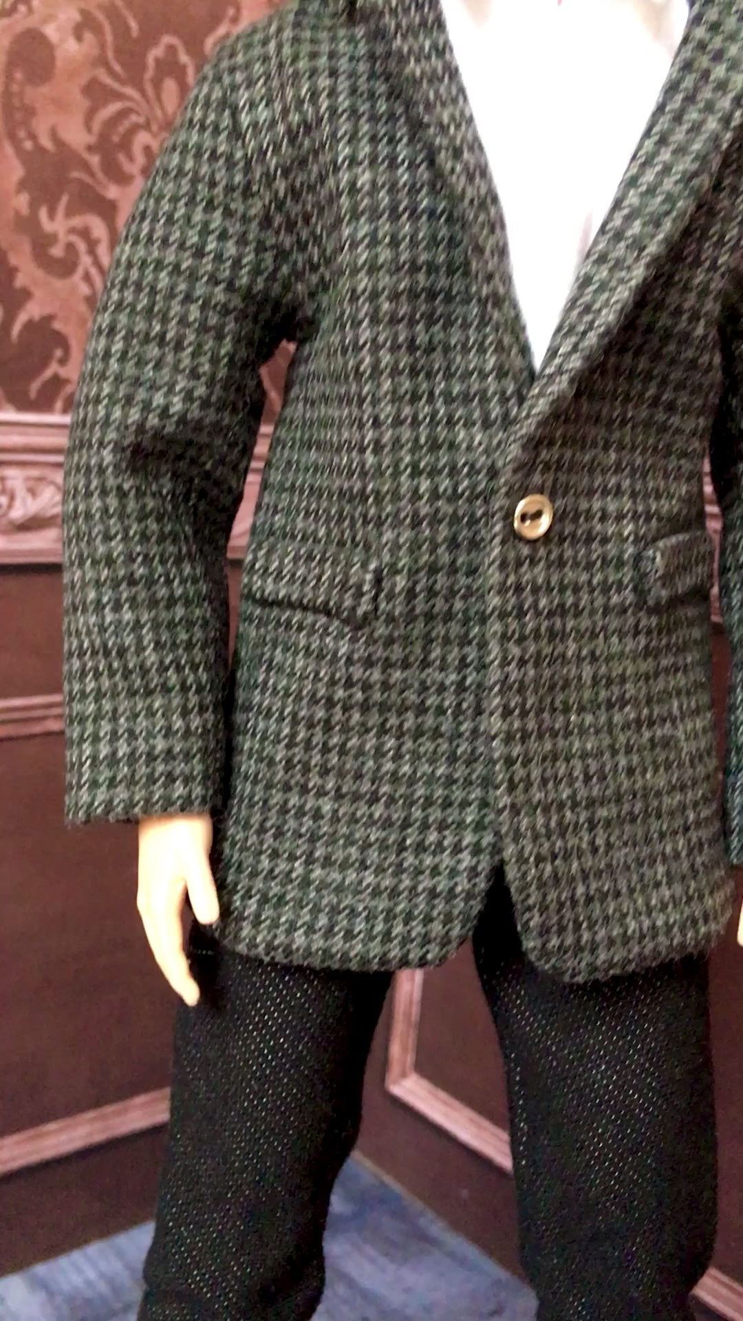 BQ-ARGON – Gray Checkered Cotton Blazer for 12" 1/6 Scale Ken Dolls