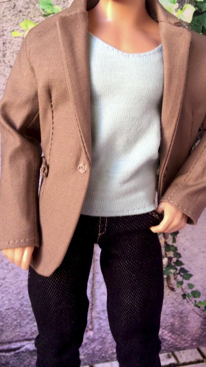 BQ-CHELTON – Beige Cotton Blazer for 12" 1/6 Scale Ken Dolls - www.bouutique.com