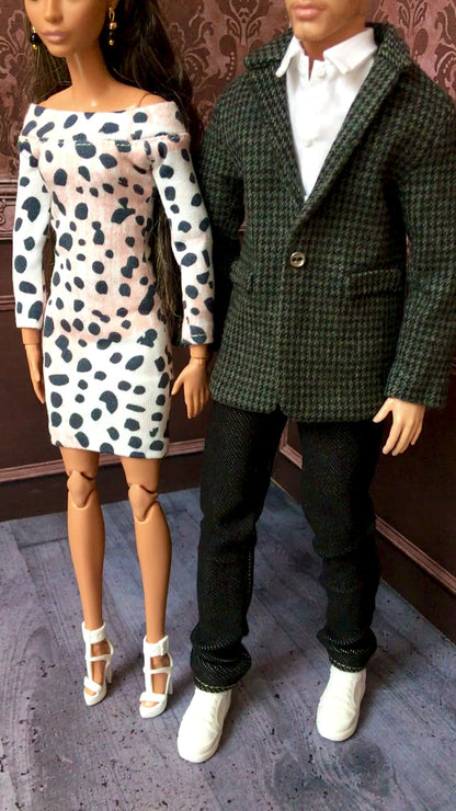 BQ-SAVIRA – Animal Print Off-Shoulder Dress for 11.5" 1/6 Scale Fashion Dolls