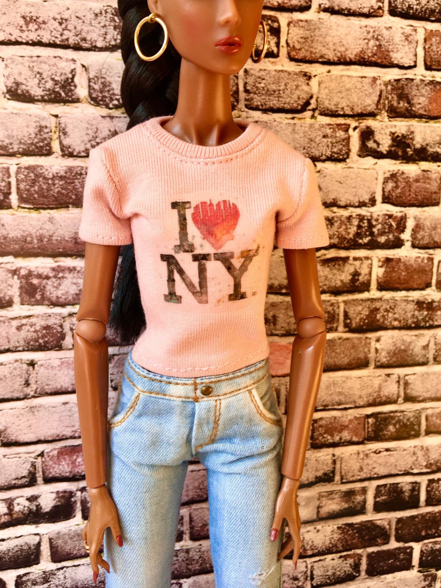 Vital Print T-shirt "I Love NY" Design for NuFace Integrity Toys Doll 12.5"