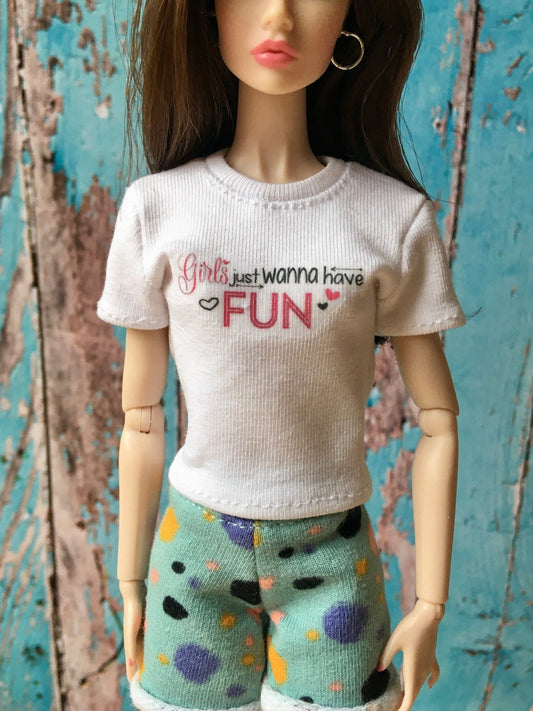 Vital Print T-shirt "Fun" Design for Poppy Parker Dolls, many colors