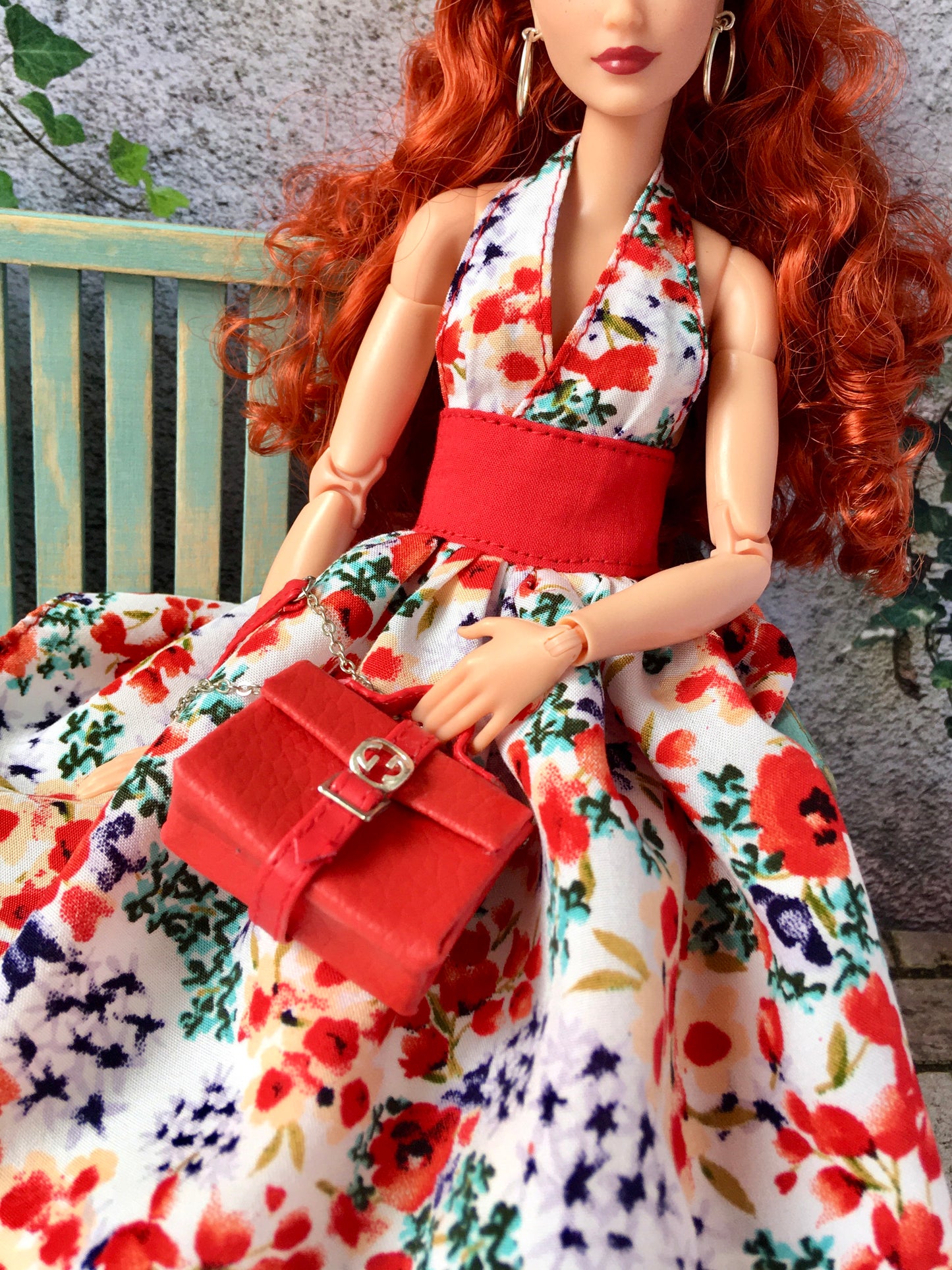 BQ-TAYVI – Flower Halter Dress with Full Skirt for 11.5" 1/6 Scale Fashion Dolls - www.bouutique.com