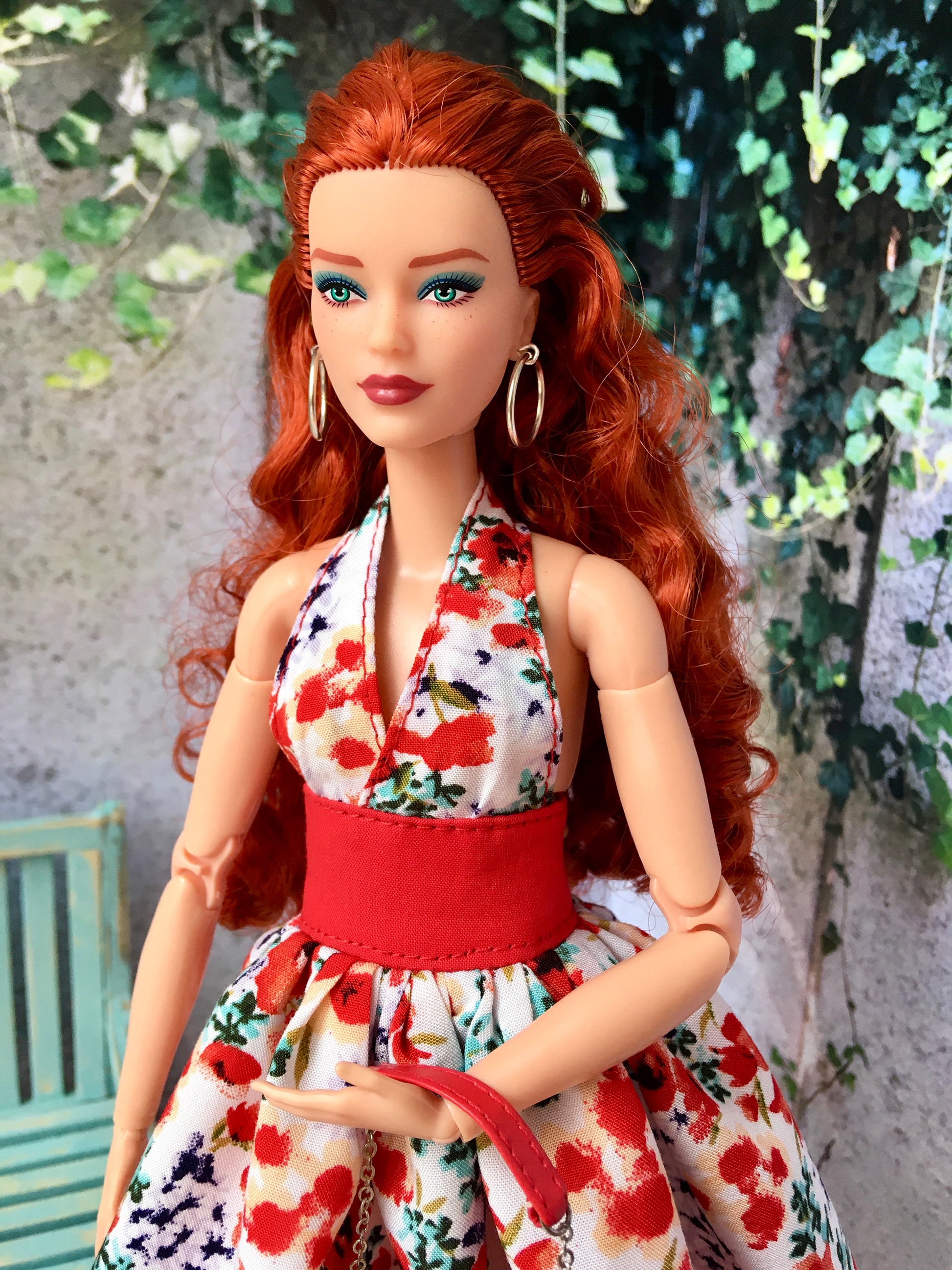 BQ-TAYVI – Flower Halter Dress with Full Skirt for 11.5" 1/6 Scale Fashion Dolls - www.bouutique.com