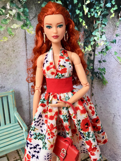 BQ-TAYVI – Flower Halter Dress with Full Skirt for 11.5" 1/6 Scale Fashion Dolls - www.bouutique.com