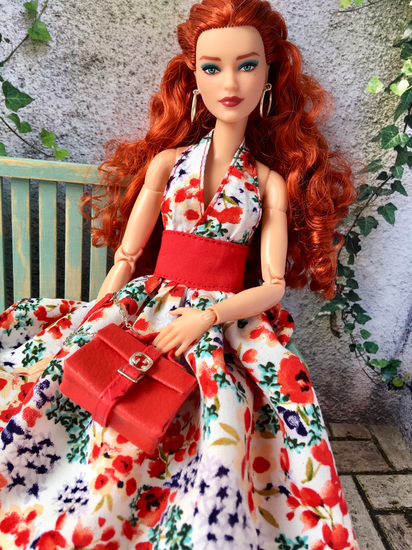 BQ-TAYVI – Flower Halter Dress with Full Skirt for 11.5" 1/6 Scale Fashion Dolls - www.bouutique.com