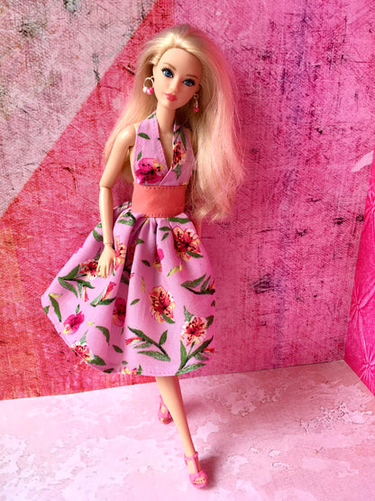 BQ-TAYVI – Flower Halter Dress with Full Skirt for 11.5" 1/6 Scale Fashion Dolls - www.bouutique.com