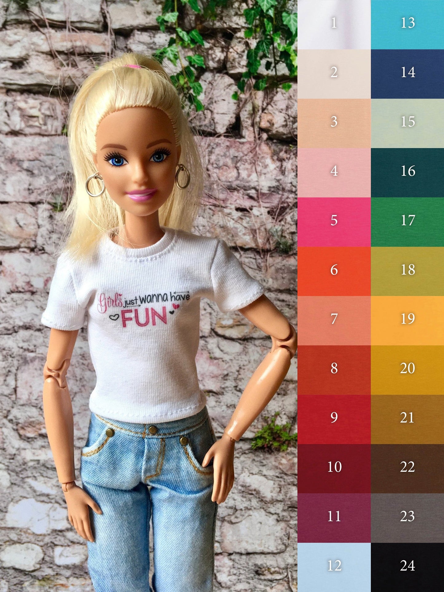 Vital Print T-shirt "Fun" Design for Doll 1/6-scale, 11.5 Inch