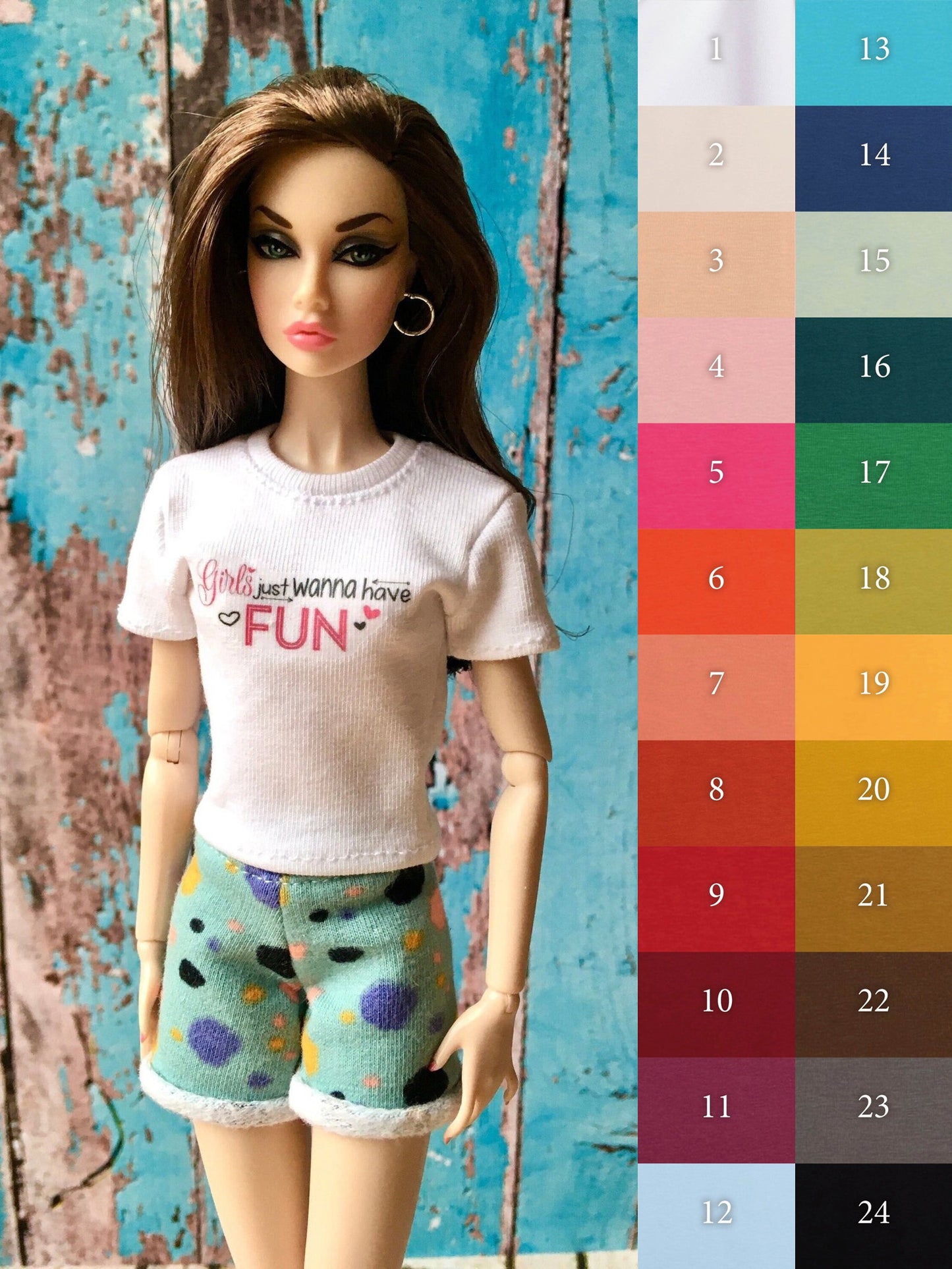 Vital Print T-shirt "Fun" Design for Poppy Parker Dolls, many colors