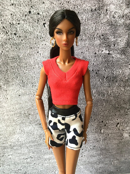 Sleek V-Neck Crop T-shirt for NuFace Integrity Toys Doll 12.5", many colors