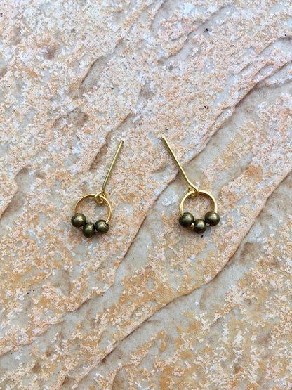 Petite Beaded Ring Bronze Earrings for Dolls 1/6-scale, 12"