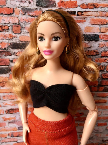 Petite Beaded Ring Bronze Earrings for Dolls 1/6-scale, 12"