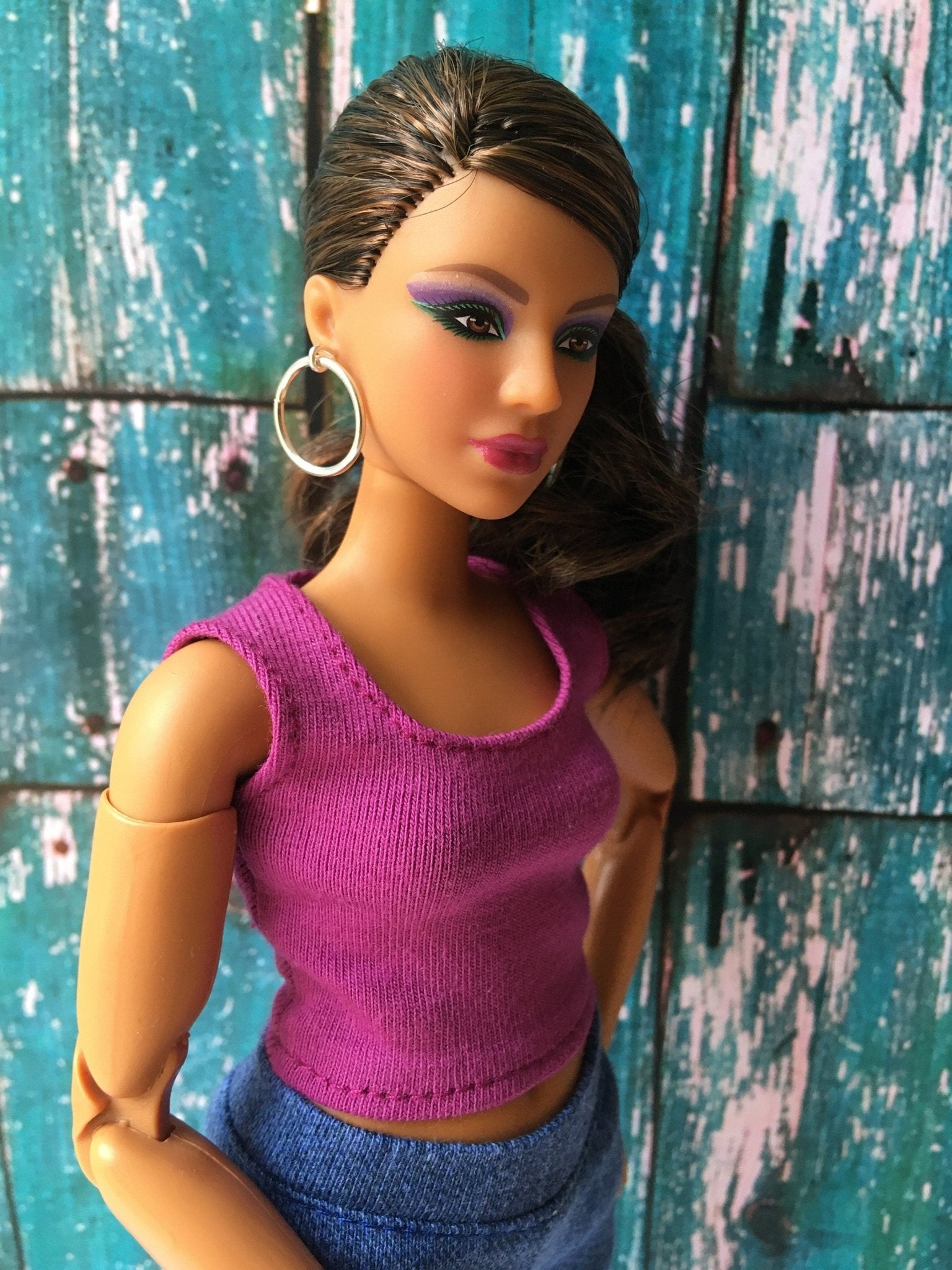 Hoop Big Ring Silver Earrings for Dolls 1/6-scale, 12"