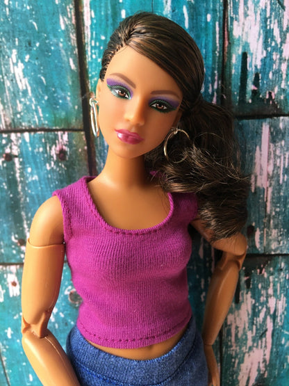 Hoop Big Ring Silver Earrings for Dolls 1/6-scale, 12"