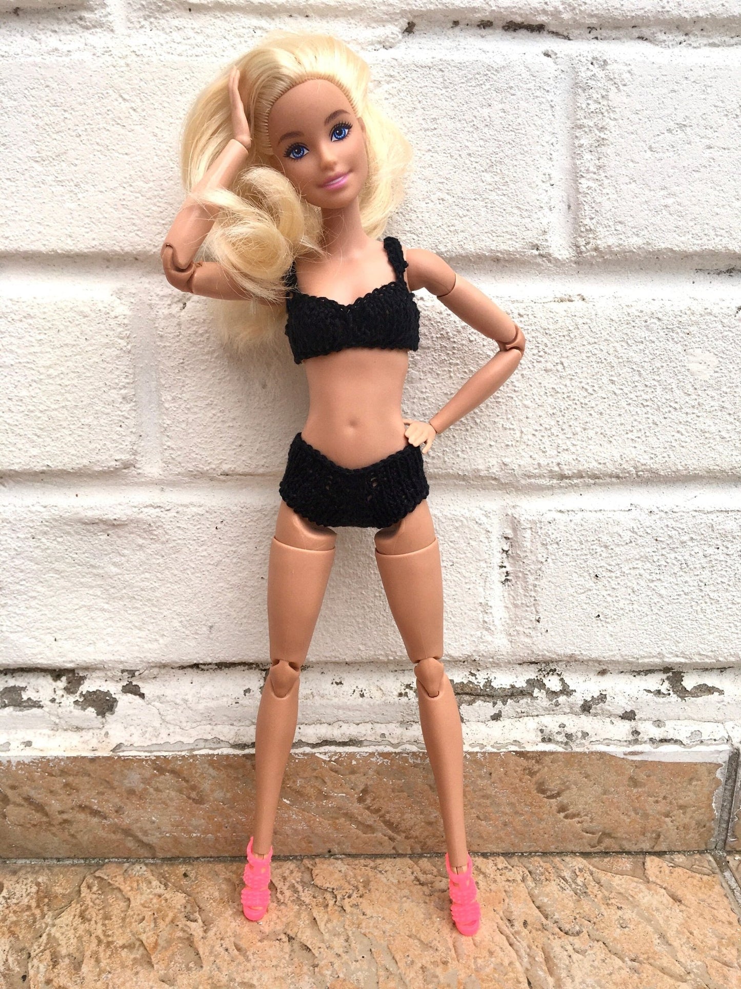 Wave Black Knitted Bikini for Dolls 1/6-scale, 11.5 Inch