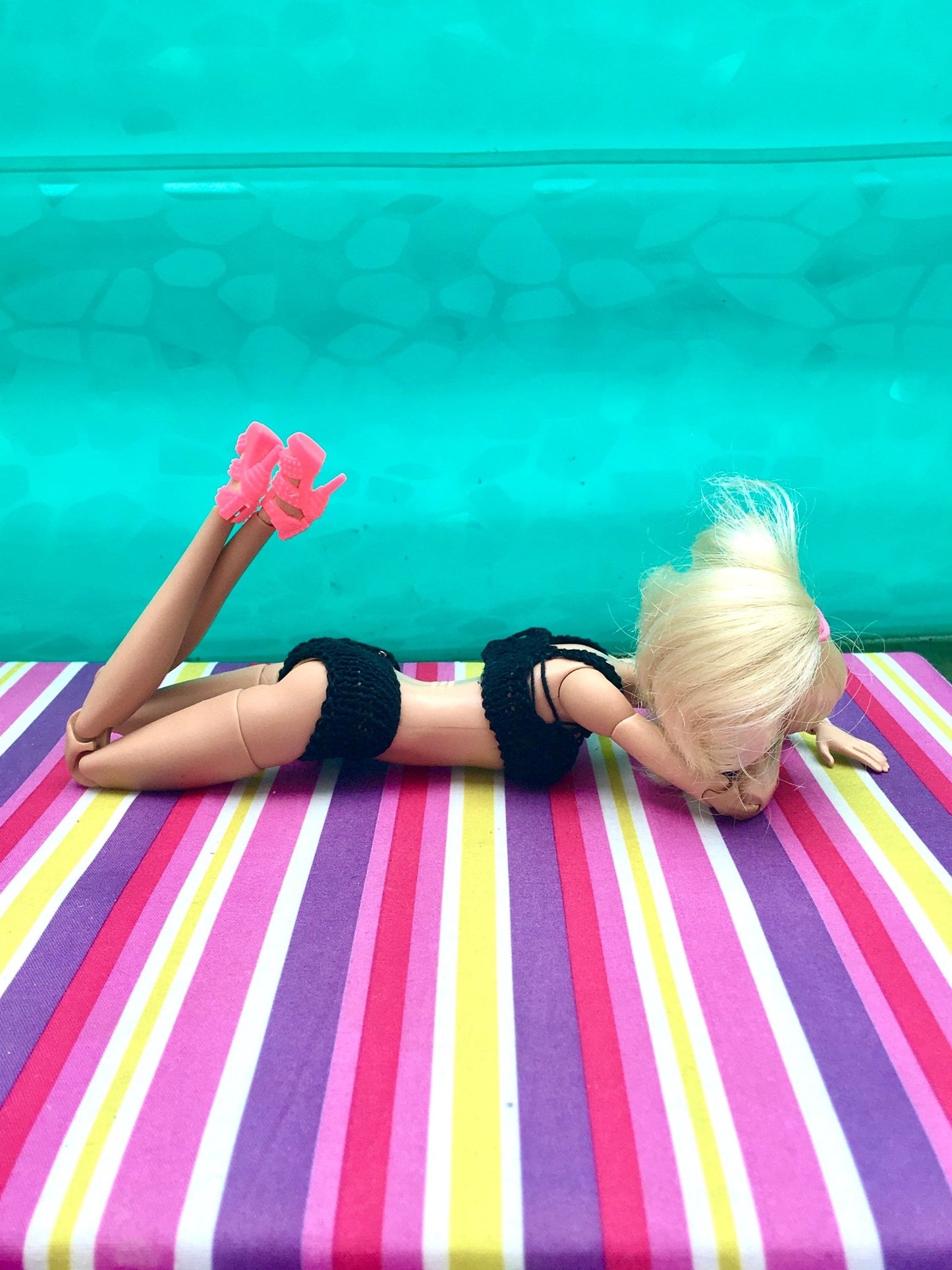 Wave Black Knitted Bikini for Dolls 1/6-scale, 11.5 Inch