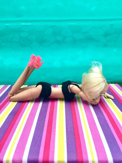 Wave Black Knitted Bikini for Dolls 1/6-scale, 11.5 Inch