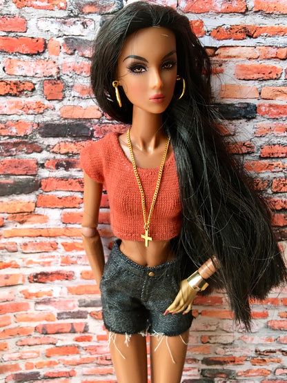 BQ-ASH – Raw Hem Denim Shorts for 12.5" 1/6 Scale Fashion Dolls