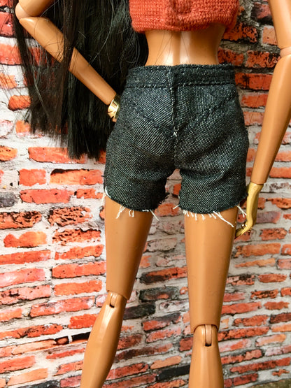 BQ-ASH – Raw Hem Denim Shorts for 12.5" 1/6 Scale Fashion Dolls