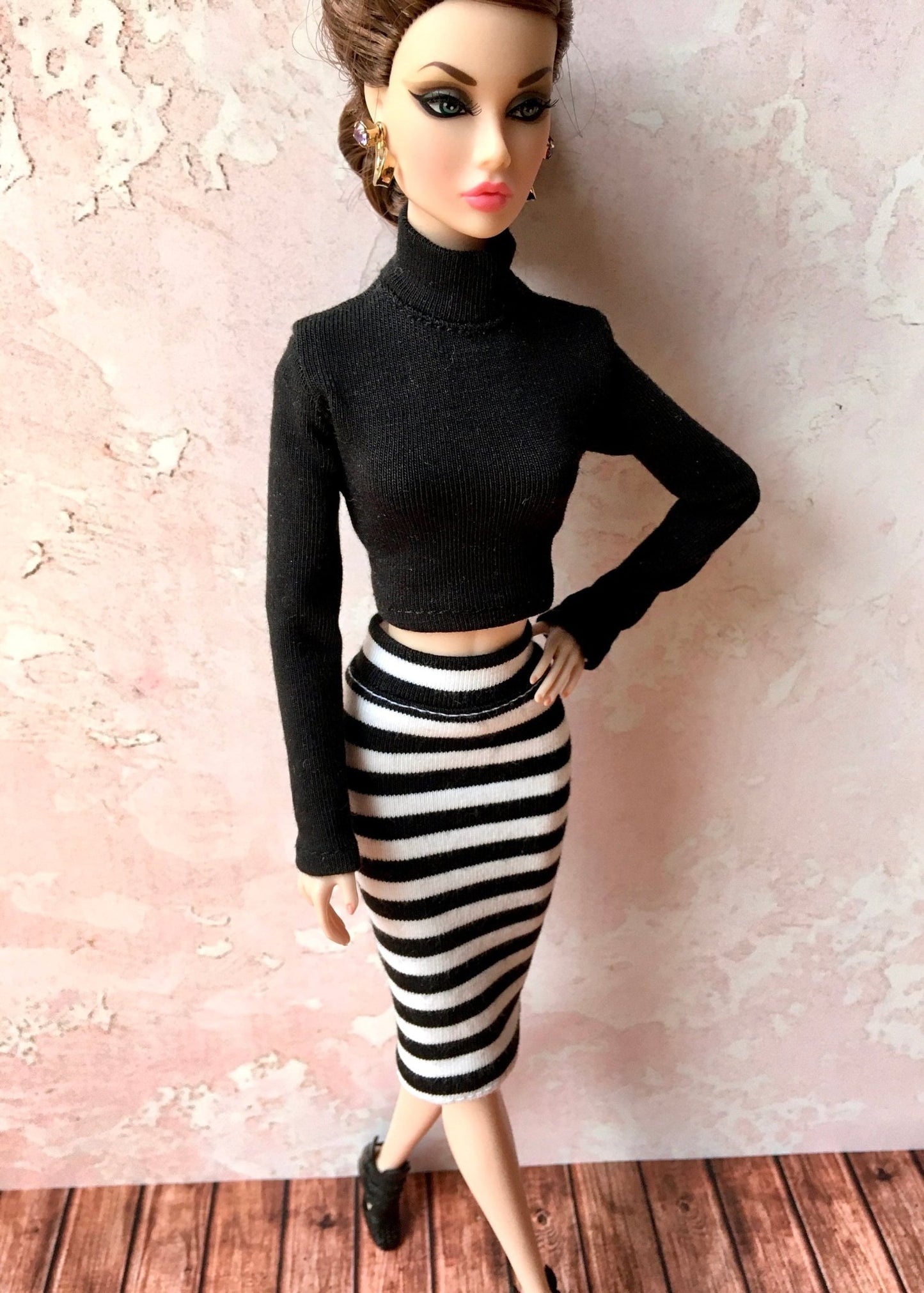 BQ-CONTRAST – Striped Tube Midi Skirt for 12" 1/6 Scale Fashion Dolls - www.bouutique.com