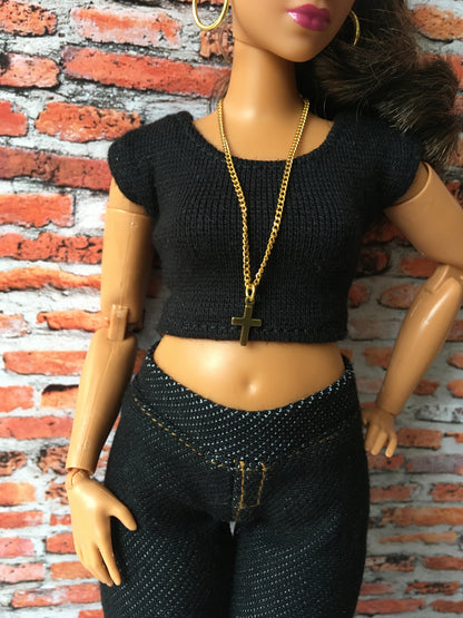 BQ-ESSENTIAL – Crop T-Shirt for 11" 1/6 Scale Curvy Fashion Dolls