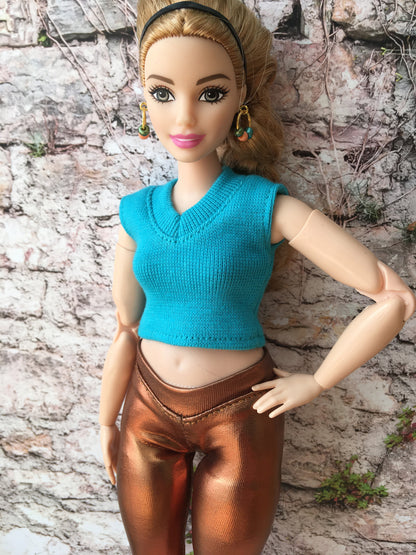 BQ-GLIMMER – Bronze Metallic Leggings for 11" 1/6 Scale Curvy Fashion Dolls - www.bouutique.com