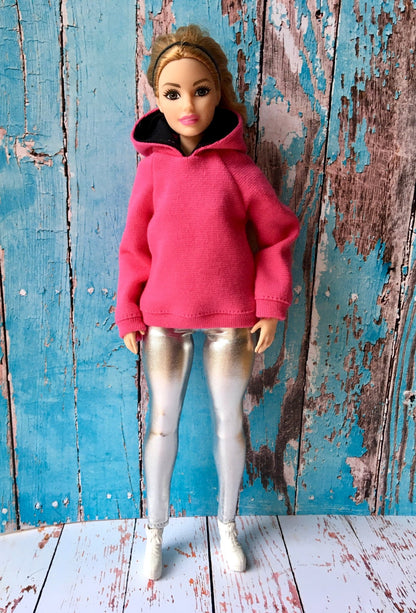 BQ-GLIMMER – Silver Metallic Leggings for 11" 1/6 Scale Curvy Fashion Dolls - www.bouutique.com