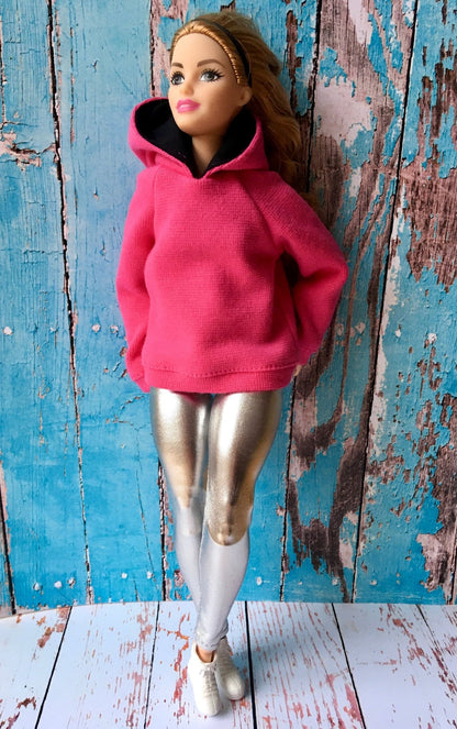 BQ-GLIMMER – Silver Metallic Leggings for 11" 1/6 Scale Curvy Fashion Dolls - www.bouutique.com