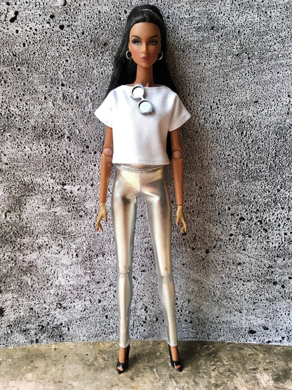 BQ-GLIMMER – Silver Metallic Leggings for 12.5" 1/6 Scale Fashion Dolls - www.bouutique.com