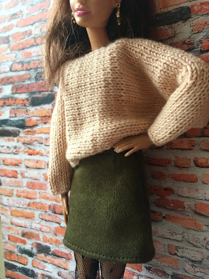 BQ-HAZEL – Faux Suede A-line Skirt for 11.5" 1/6 Scale Fashion Dolls - www.bouutique.com