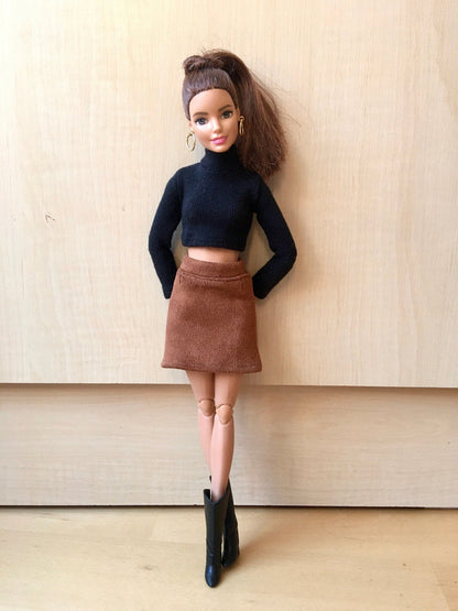 BQ-HAZEL – Faux Suede A-line Skirt for 11.5" 1/6 Scale Fashion Dolls - www.bouutique.com