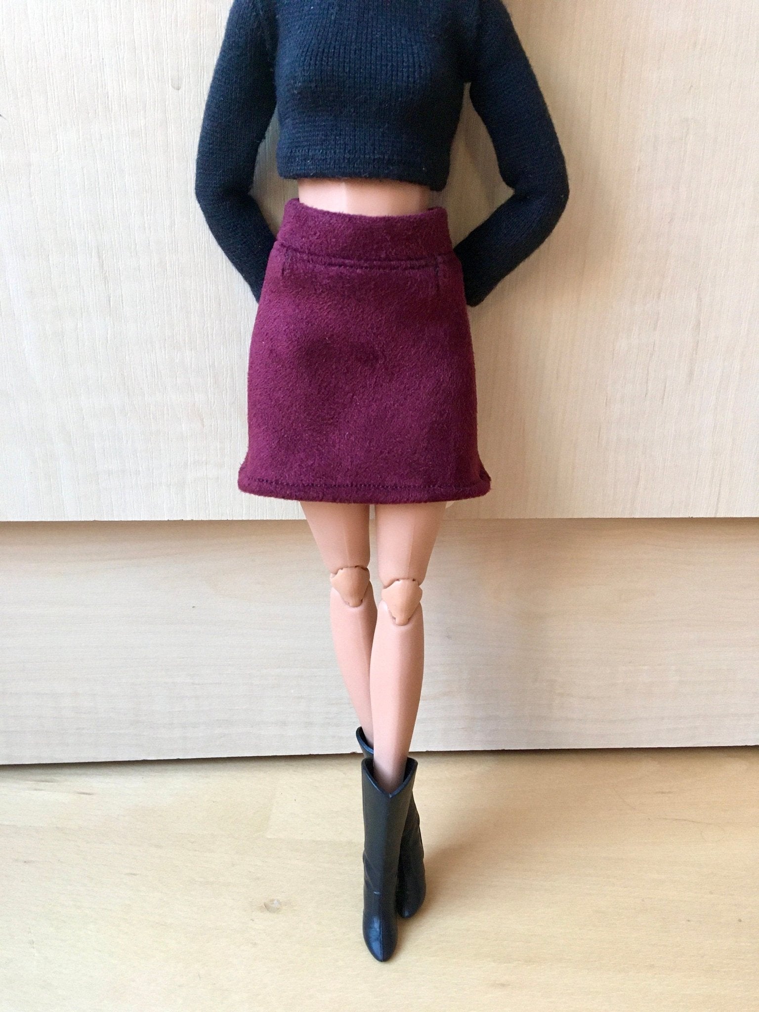BQ-HAZEL – Faux Suede A-line Skirt for 11.5" 1/6 Scale Fashion Dolls - www.bouutique.com