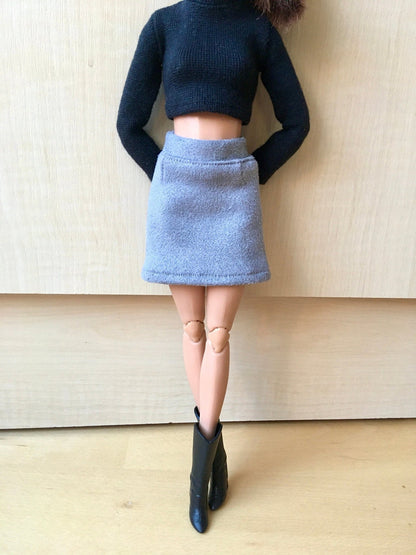 BQ-HAZEL – Faux Suede A-line Skirt for 11.5" 1/6 Scale Fashion Dolls - www.bouutique.com