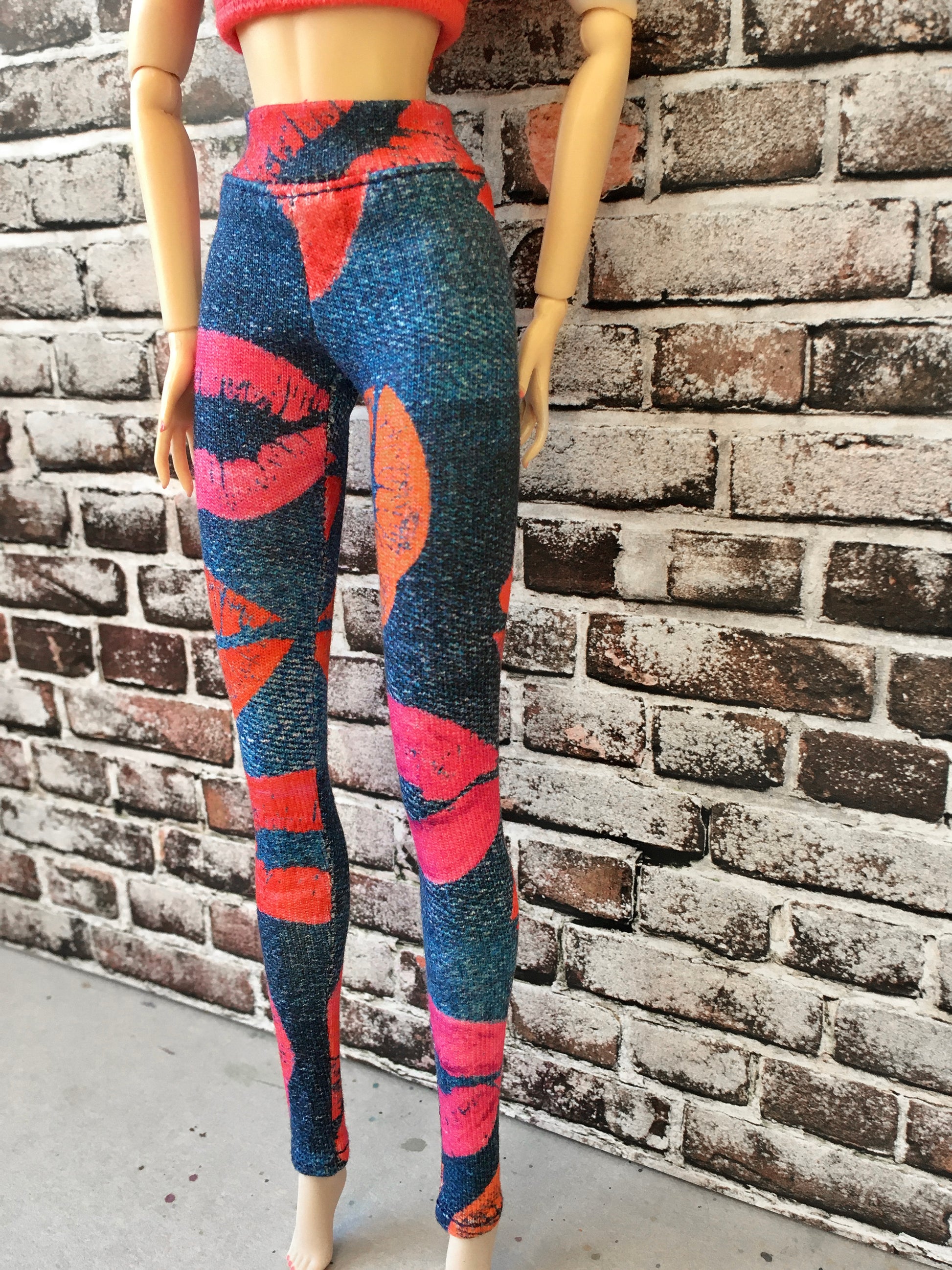 BQ-KISS – Lip Print Stretch Leggings for 12" 1/6 Scale Fashion Dolls