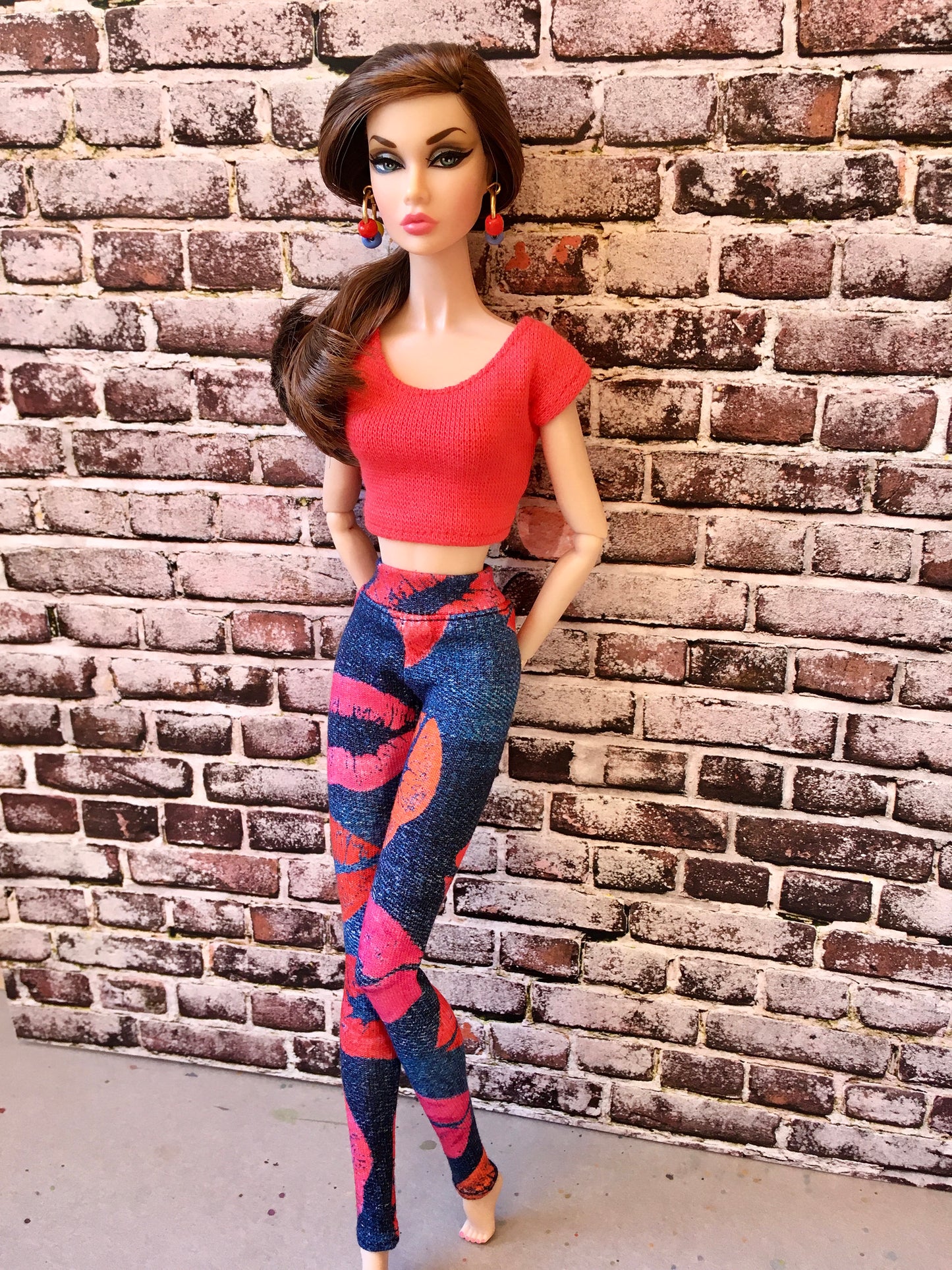 BQ-KISS – Lip Print Stretch Leggings for 12" 1/6 Scale Fashion Dolls