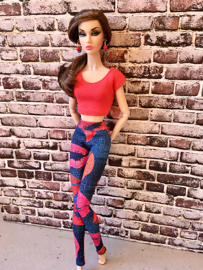 BQ-KISS – Lip Print Stretch Leggings for 12" 1/6 Scale Fashion Dolls