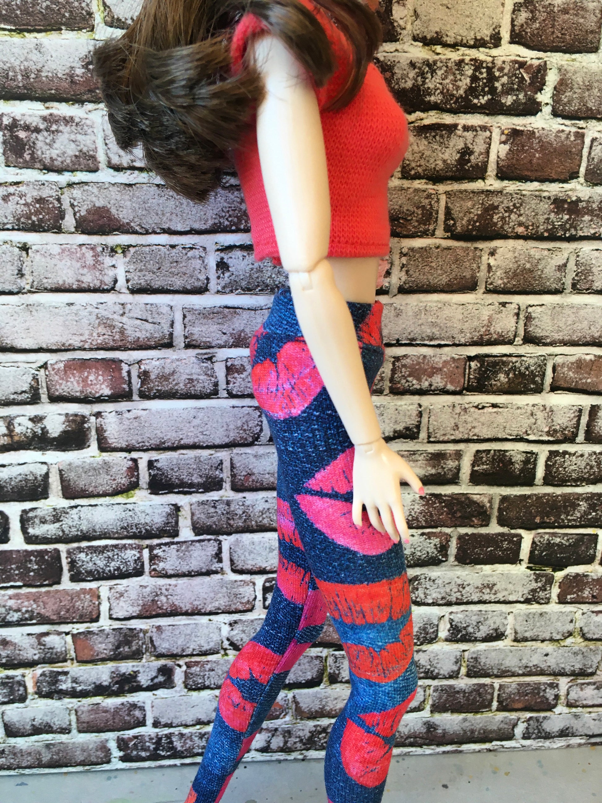 BQ-KISS – Lip Print Stretch Leggings for 12" 1/6 Scale Fashion Dolls