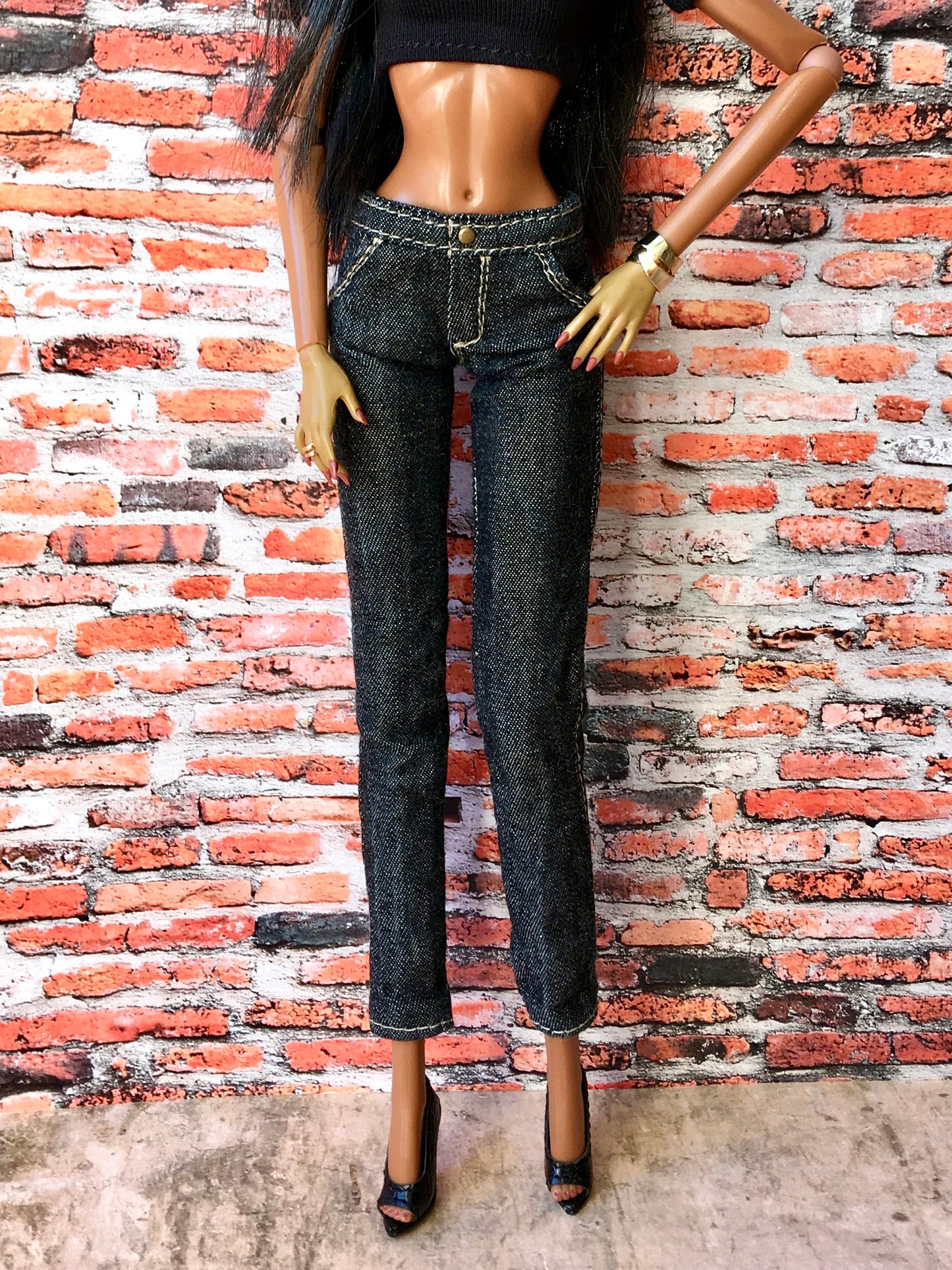 BQ-SINGLE – Gray Slim Ankle Jeans for 12.5" 1/6 Scale Fashion Dolls - www.bouutique.com