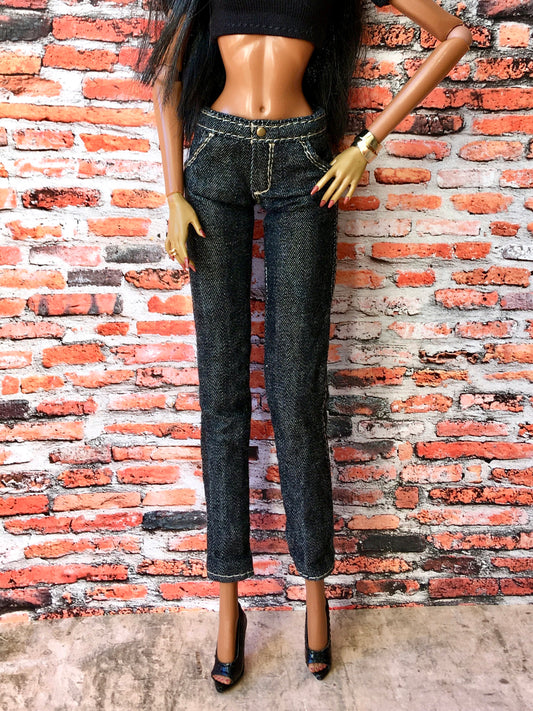 BQ-SINGLE – Gray Slim Ankle Jeans for 12.5" 1/6 Scale Fashion Dolls - www.bouutique.com
