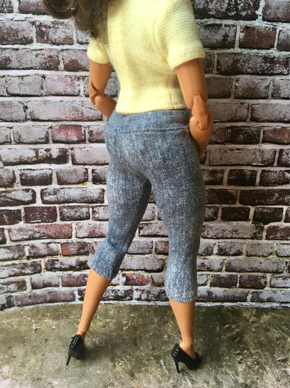 BQ-SLATE – Gray Capri Jeggings for 11" 1/6 Scale Curvy Fashion Dolls - www.bouutique.com