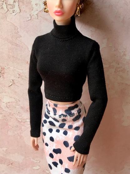 BQ-SNUG – Thin Turtleneck Crop Top for 12" 1/6 Scale Fashion Dolls