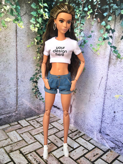 BQ-STAPLE – Custom Print Crop T-Shirt for 11.5" 1/6 Scale Fashion Dolls