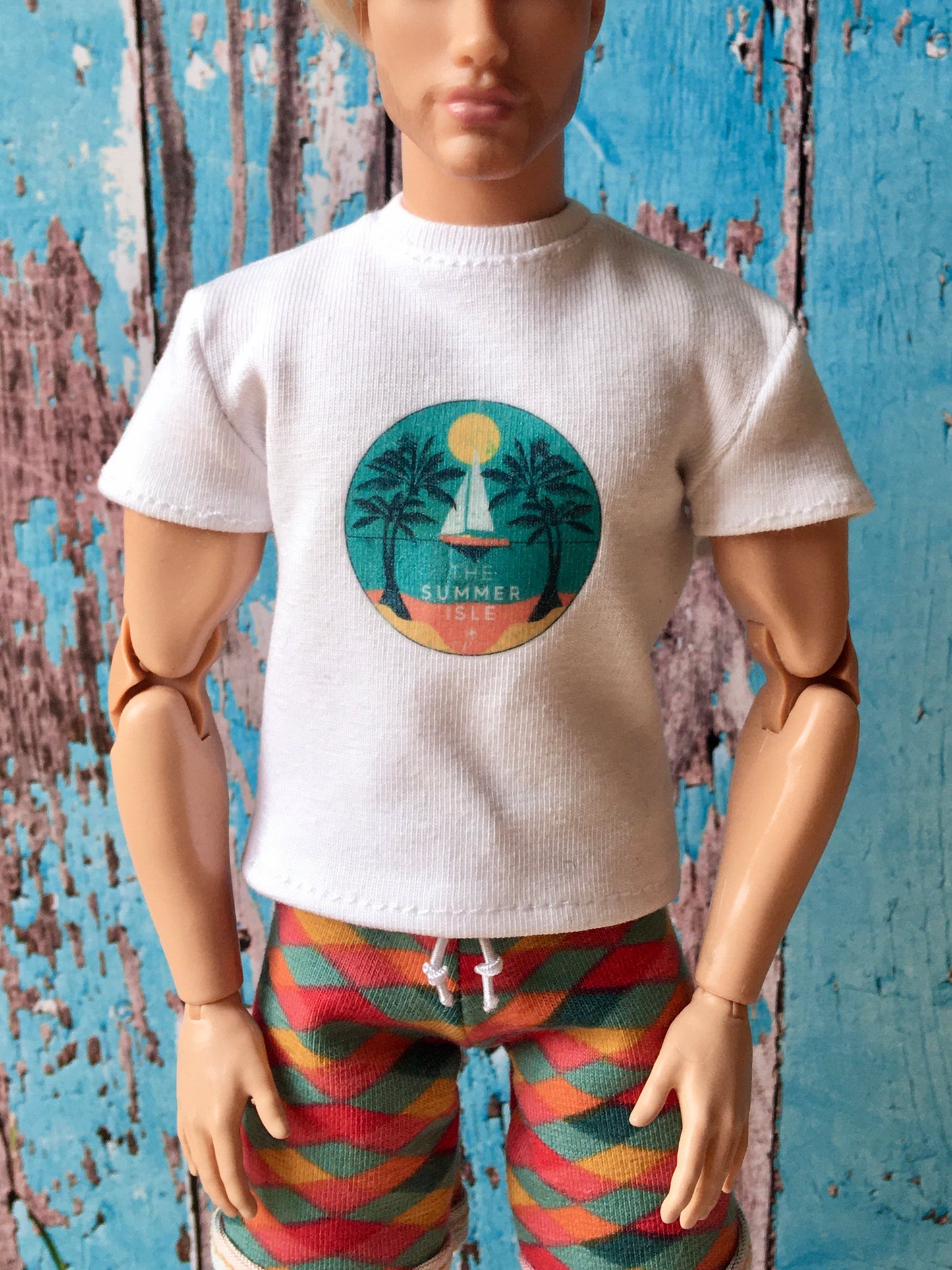 BQ-VITAL – T-Shirt with Summer Isle Print for 12" 1/6 Scale Ken Dolls