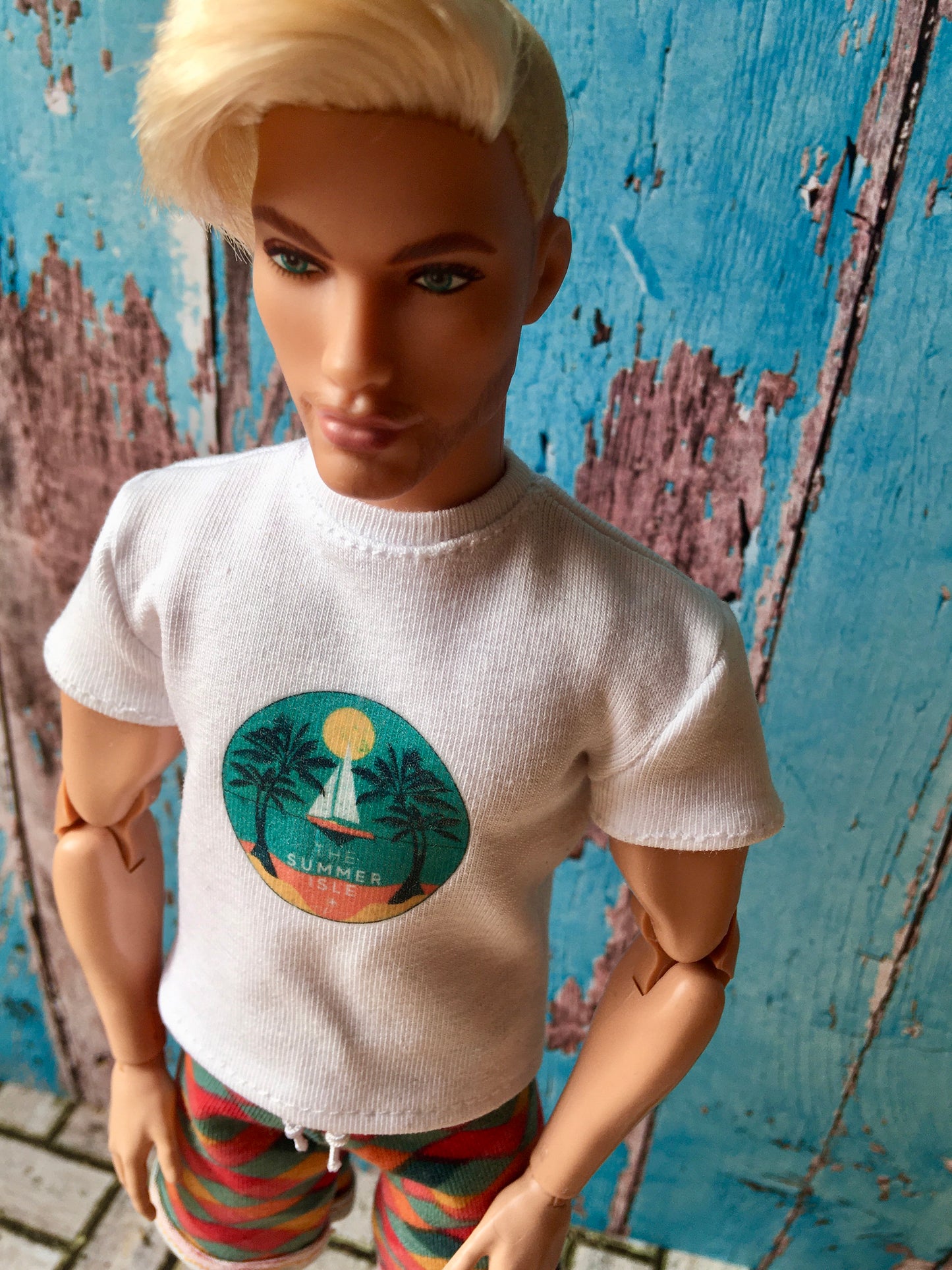 BQ-VITAL – T-Shirt with Summer Isle Print for 12" 1/6 Scale Ken Dolls