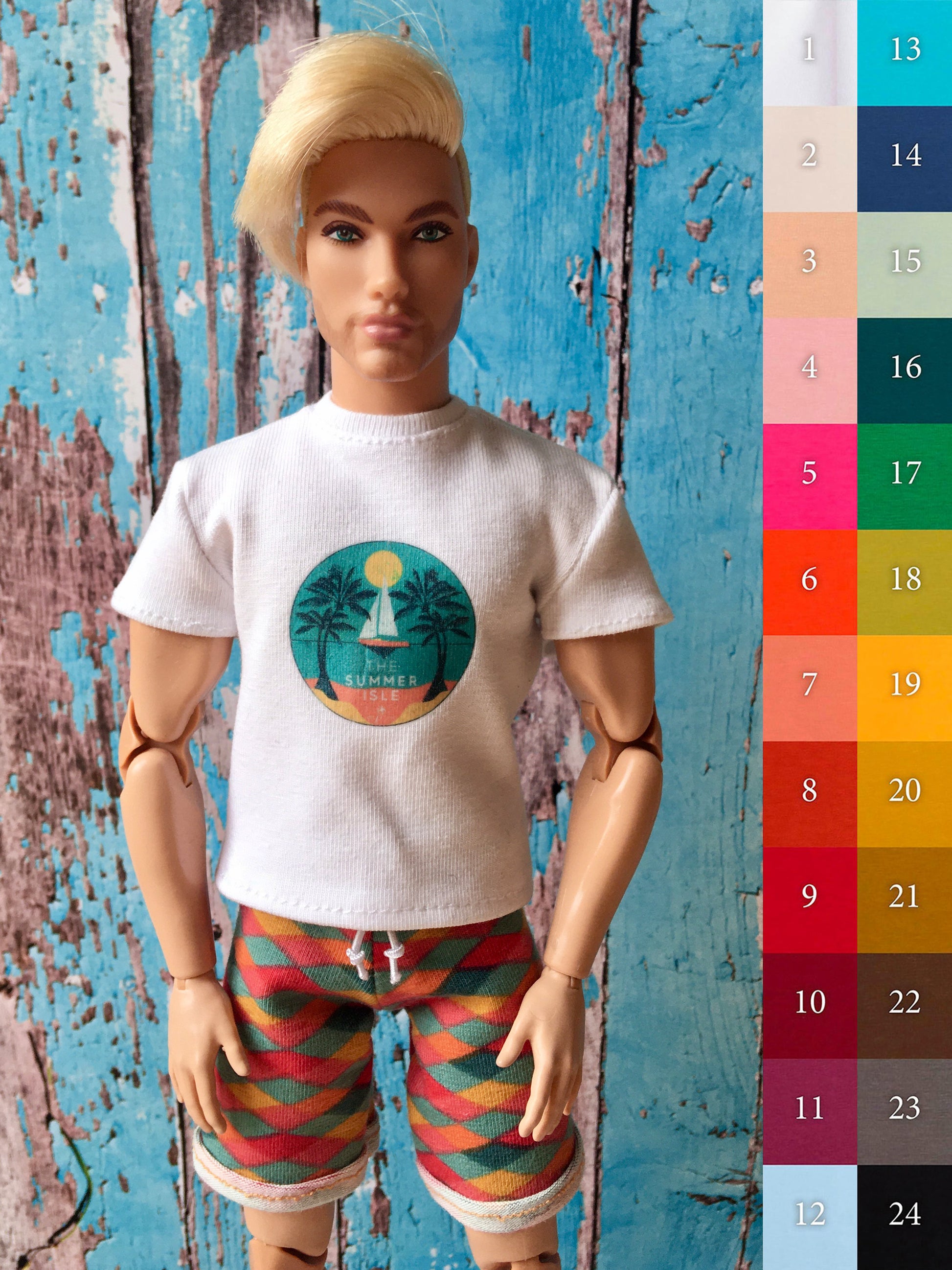BQ-VITAL – T-Shirt with Summer Isle Print for 12" 1/6 Scale Ken Dolls