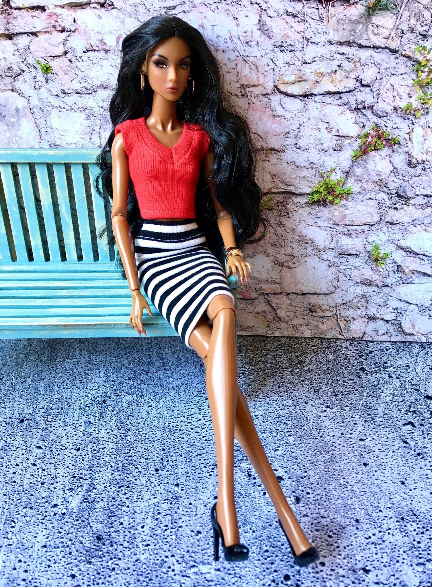 Classic Toe Black Pumps High Heels for Integrity Toys Doll