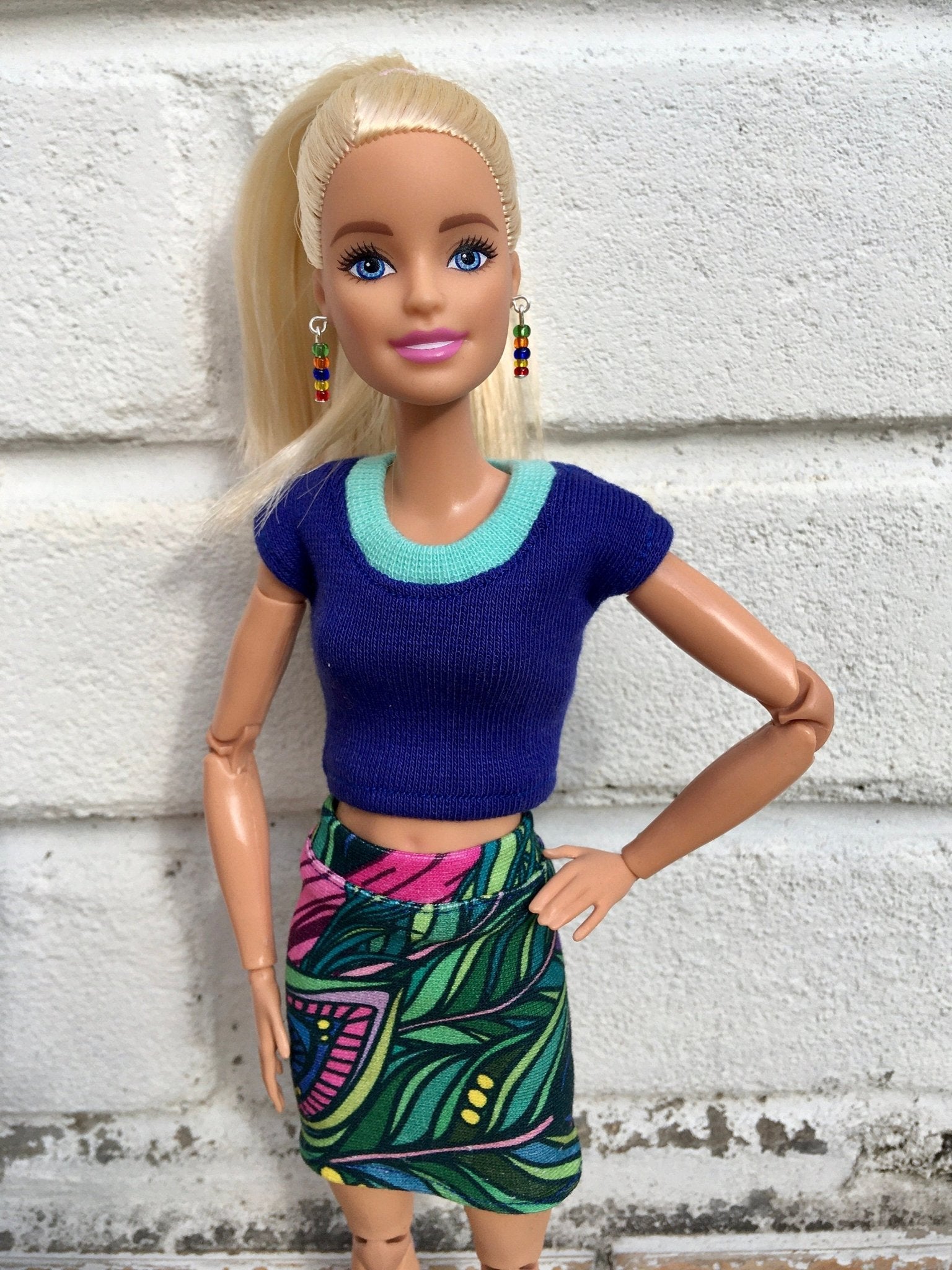 Foliage Colorful Print Skirt for Dolls 1/6-scale, 11.5 Inch