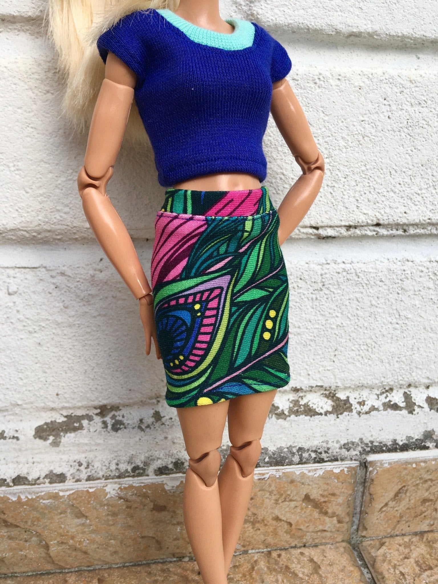 Foliage Colorful Print Skirt for Dolls 1/6-scale, 11.5 Inch