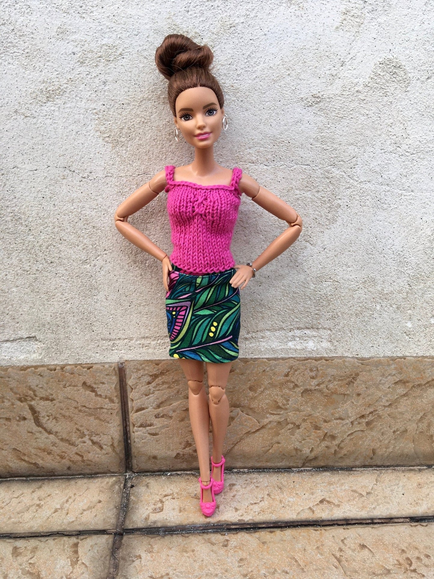 Foliage Colorful Print Skirt for Dolls 1/6-scale, 11.5 Inch